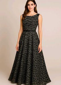 Elegant Black & Silver Evening Gown