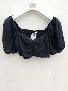 Black Branded Crop Top.