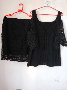 Black Lace Dress &amp; Skirt Set