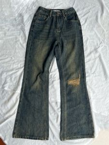 Trendy Wash Destressed Bootcut Jeans