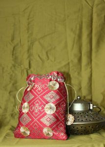 Red &amp; Gold Embellished Potli Bag