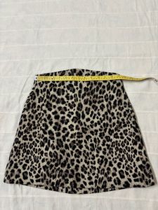 Mango Leopard Print Mini Skirt