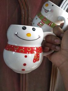 Snowman Ceramic Coffee Mugs - Set of 2