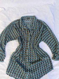 Checkered Shirt Dress