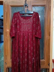 Red Paisley Print Naira Cut Kurti