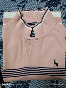 Flick Striped Polo T-Shirt (🩷🤍💙)