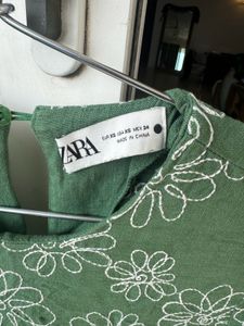 Green Floral Embroidered Dress (short)