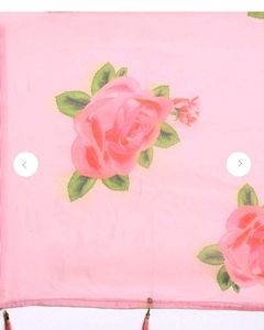 Pink Floral Organza Saree with stitched blouse.