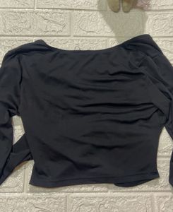 V Neck Black Long Sleeve Top