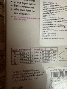 Tynor Inner Silicone Sole Unused Xl Size