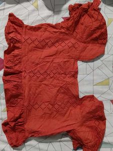 Red Embroidered Top