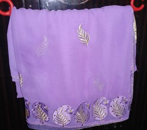 Lavender Sari with Silver Embroidery