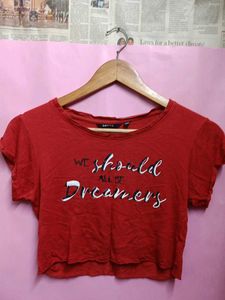 Red Graphic Crop Top