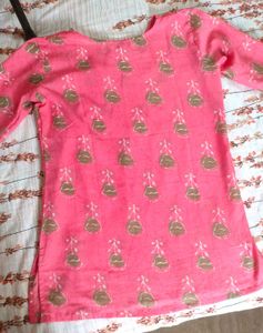 Pink Floral Print Short Kurti