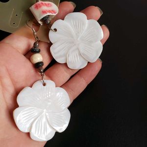 Mother Of Pearl Flower Drop Earrings