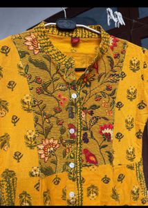 Mustard Printed Kurta