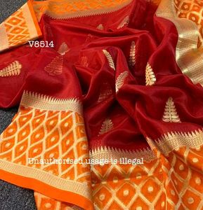 Banarasi Organza Golden Zari Saree Handloom