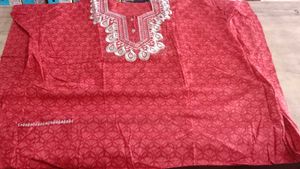 Embroidered Cotton Nighty Maxi For Ladies