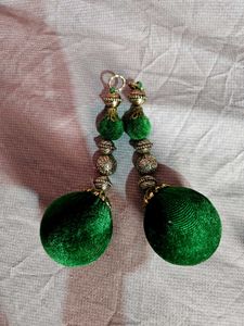 Green Velvet Tassel Blouse Jhumka