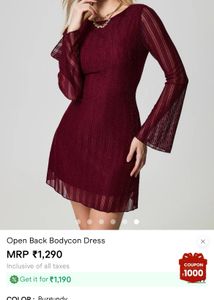 Burgundy Long Sleeve Mini Dress