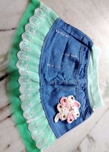 Cute Denim & Lace Skirt