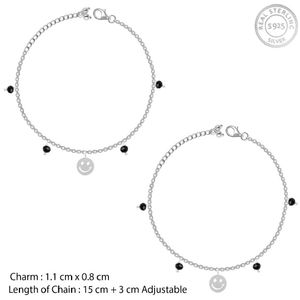 Giva 925 Real Silver Kids Smily Anklet (2 Pieces)