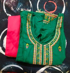 Green And Red  Kurta Set
