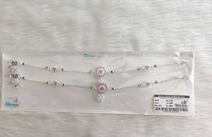 Pure Silver Anklets with Floral Details