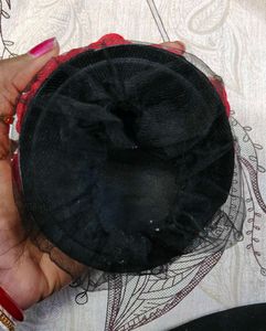 Red Floral Showpiece hairnet (bun)