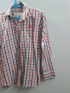 Formal check shirt red blue and white