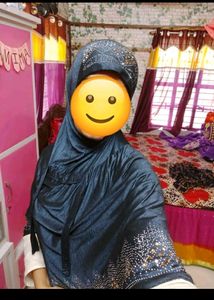 Blue Rhinestone Embellished Hijab
