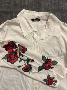 Floral Embroidered White Shirt
