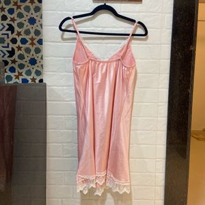 Pink Lace Trim Slip Dress