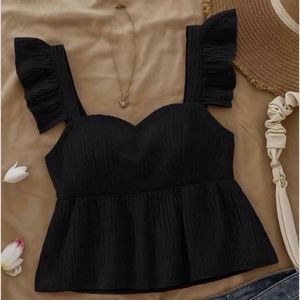 Ruffle Sleeve Peplum Top