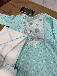 Sea Blue Pure Cotton Salwar Set