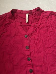Red Button-Down Top