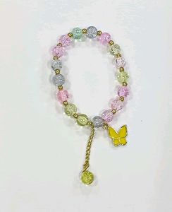 Pastel Butterfly Beaded Bracelet Rakhi
