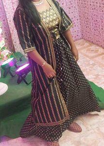 Elegant Black &amp; Gold Diamond Print Maxi Skirt