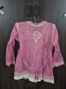 Pink Embroidered Tunic Top
