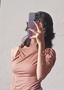 Tan Top with Shoulder Detail