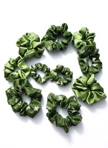 Set Of 10 Green Floral Scrunchies