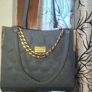 Gray Quilted Chain Bag