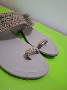 Beautiful Gray Flat Chappals