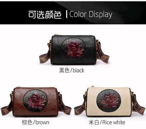 Embossed Floral Leather Crossbody Bag