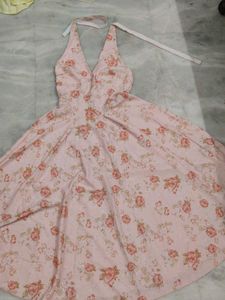 Halter Neck Floral Maxi Dress