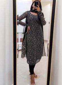 Black designer chiffion kurti set