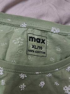 Max Fashion Floral Pastel Green Tshirt