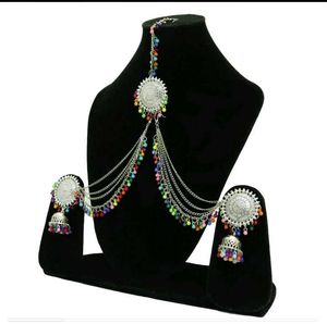 Silver Tone Indian Jewelry Set