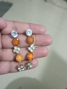 orange beads Elegant Drop Earrings