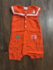 Linen Cute Orange Romper